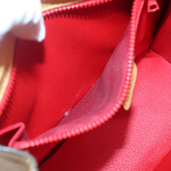 CELINE Hand Bag Leather Yellow Gold Auth 123851