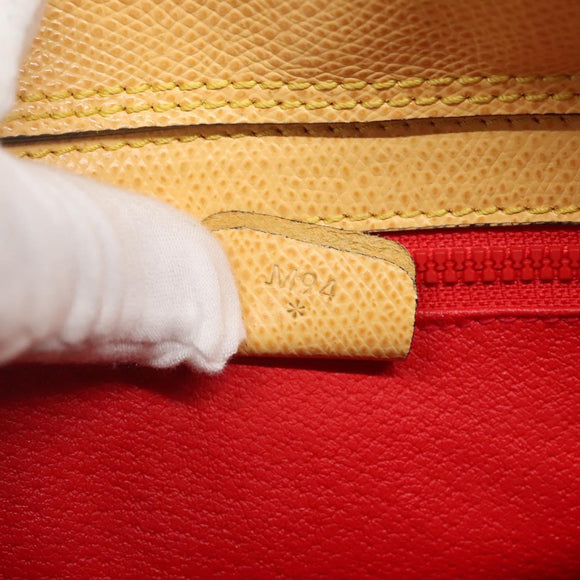 CELINE Hand Bag Leather Yellow Gold Auth 123851