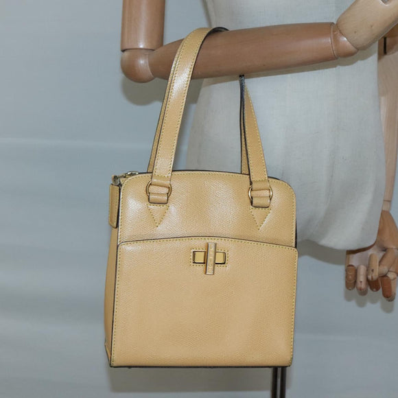 CELINE Hand Bag Leather Yellow Gold Auth 123851