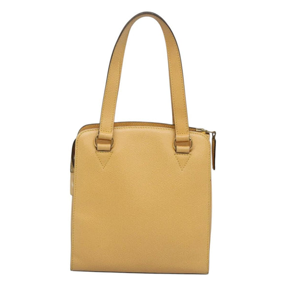 CELINE Hand Bag Leather Yellow Gold Auth 123851