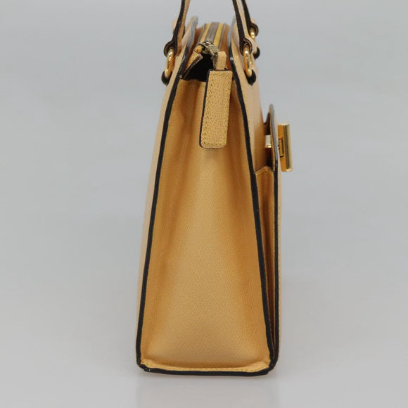 CELINE Hand Bag Leather Yellow Gold Auth 123851