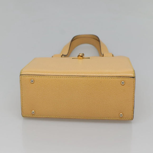 CELINE Hand Bag Leather Yellow Gold Auth 123851