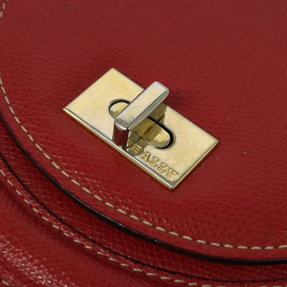 BALLY Hand Bag Leather 2way Red Gold Auth 123853