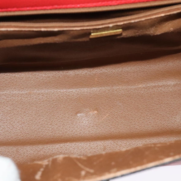 BALLY Hand Bag Leather 2way Red Gold Auth 123853