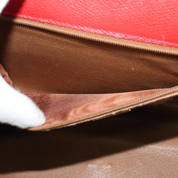 BALLY Hand Bag Leather 2way Red Gold Auth 123853