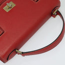 BALLY Hand Bag Leather 2way Red Gold Auth 123853-6