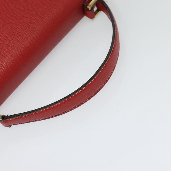 BALLY Hand Bag Leather 2way Red Gold Auth 123853