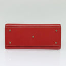 BALLY Hand Bag Leather 2way Red Gold Auth 123853-5