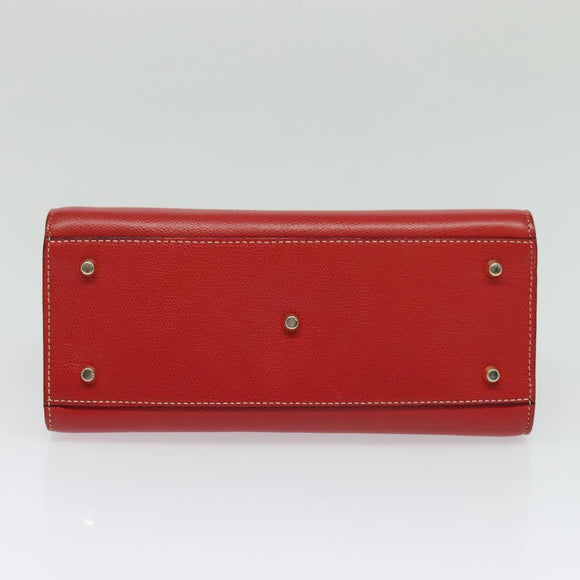 BALLY Hand Bag Leather 2way Red Gold Auth 123853