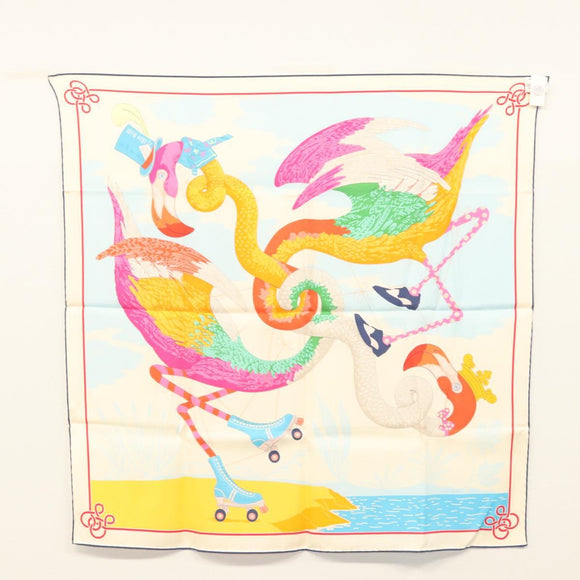 HERMES Carre 70 Scarf ""TIED UP IN KNOTS"" Silk Ivory Auth 123854