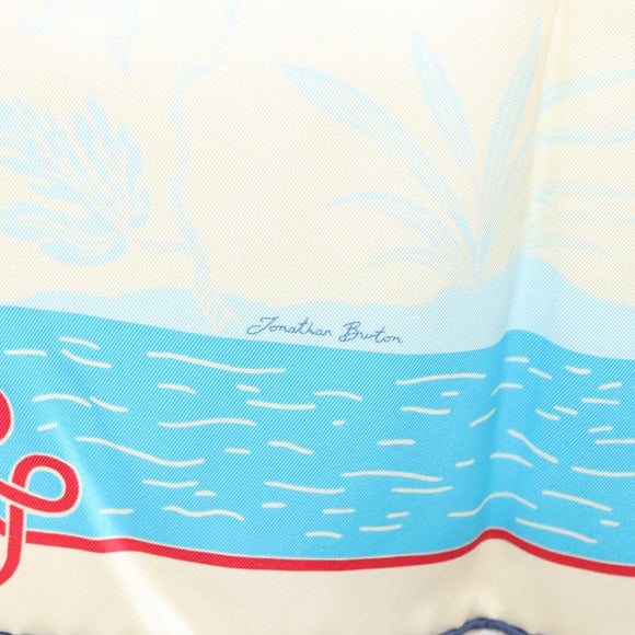 HERMES Carre 70 Scarf ""TIED UP IN KNOTS"" Silk Ivory Auth 123854