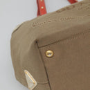 PRADA Hand Bag Canvas Beige Gold Auth 123858-14