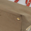 PRADA Hand Bag Canvas Beige Gold Auth 123858-15