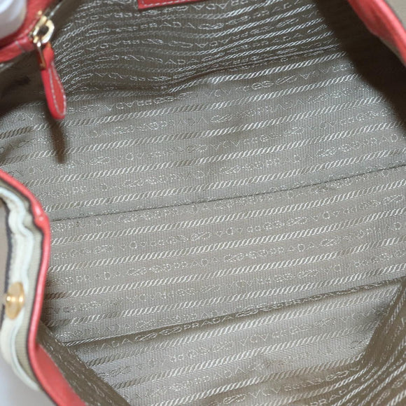 PRADA Hand Bag Canvas Beige Gold Auth 123858