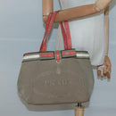 PRADA Hand Bag Canvas Beige Gold Auth 123858-21