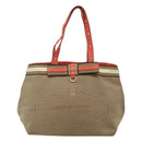 PRADA Hand Bag Canvas Beige Gold Auth 123858-13