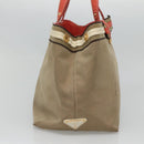 PRADA Hand Bag Canvas Beige Gold Auth 123858-3