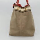 PRADA Hand Bag Canvas Beige Gold Auth 123858-4