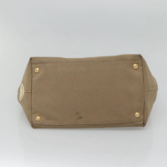 PRADA Hand Bag Canvas Beige Gold Auth 123858