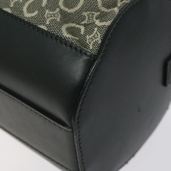 CELINE C Macadam Canvas Shoulder Bag Green Gold Auth 123863