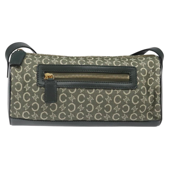 CELINE C Macadam Canvas Shoulder Bag Green Gold Auth 123863