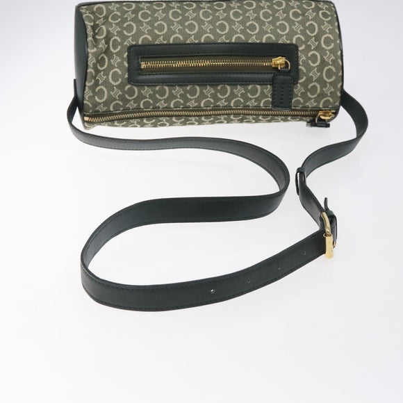 CELINE C Macadam Canvas Shoulder Bag Green Gold Auth 123863
