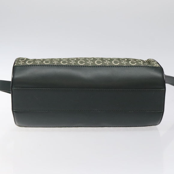 CELINE C Macadam Canvas Shoulder Bag Green Gold Auth 123863