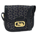 CELINE C Sulky Shoulder Bag Canvas Navy Gold Auth 123864-1