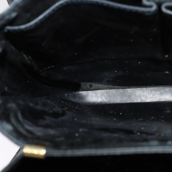 CELINE C Sulky Shoulder Bag Canvas Navy Gold Auth 123864