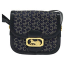 CELINE C Sulky Shoulder Bag Canvas Navy Gold Auth 123864-13