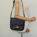 CELINE C Sulky Shoulder Bag Canvas Navy Gold Auth 123864-21