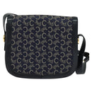CELINE C Sulky Shoulder Bag Canvas Navy Gold Auth 123864-2