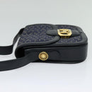 CELINE C Sulky Shoulder Bag Canvas Navy Gold Auth 123864-3