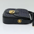 CELINE C Sulky Shoulder Bag Canvas Navy Gold Auth 123864-4