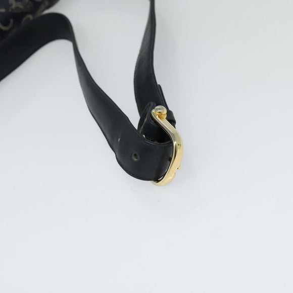 CELINE C Sulky Shoulder Bag Canvas Navy Gold Auth 123864