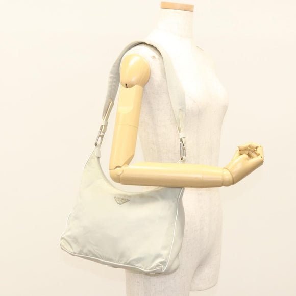 PRADA Shoulder Bag Nylon Silver Gray Auth 123869