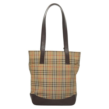 BURBERRY Nova Check Tote Bag Canvas Beige Silver Auth 123873 - 0