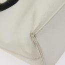GUCCI Tote Bag Leather White Silver Auth 123894-14