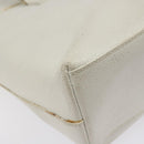 GUCCI Tote Bag Leather White Silver Auth 123894-16