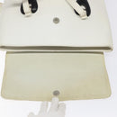GUCCI Tote Bag Leather White Silver Auth 123894-10