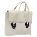 GUCCI Tote Bag Leather White Silver Auth 123894-1