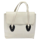 GUCCI Tote Bag Leather White Silver Auth 123894-13