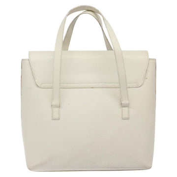 GUCCI Tote Bag Leather White Silver Auth 123894 - 0