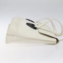 GUCCI Tote Bag Leather White Silver Auth 123894-3
