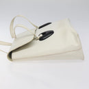 GUCCI Tote Bag Leather White Silver Auth 123894-4