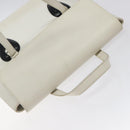GUCCI Tote Bag Leather White Silver Auth 123894-6
