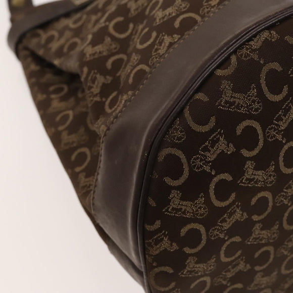 CELINE C Sulky Shoulder Bag Canvas Brown Gold Auth 123897