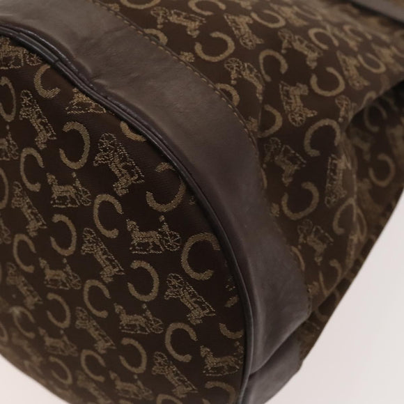 CELINE C Sulky Shoulder Bag Canvas Brown Gold Auth 123897