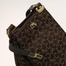 CELINE C Sulky Shoulder Bag Canvas Brown Gold Auth 123897-15