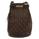 CELINE C Sulky Shoulder Bag Canvas Brown Gold Auth 123897-2